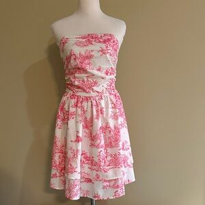 SHEIN Strapless Pink and White Dress